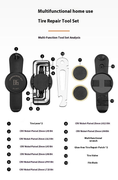 Kit de Herramientas Multiusos para Bicicleta con Llave Ajustable y Reparador de Llantas - Image 7
