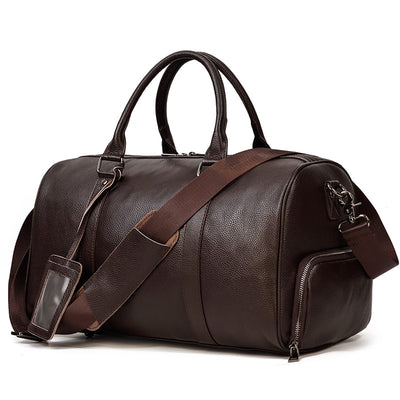 Bolsa de Viaje y Gimnasio en Cuero Genuino Negro para Hombre - Image 10