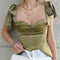 Blusa Escotada en V con Tirantes al Hombro para Mujer