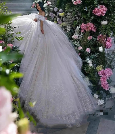 Vestido de Novia Hombros Descubiertos Estilo Hada Bosque Lentejuelas Efecto Silueta - Image 12