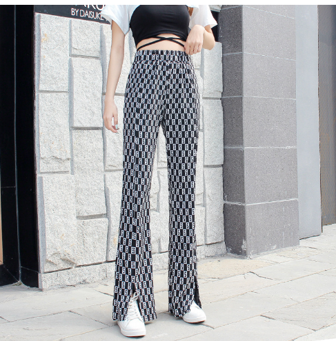 Pantalón Cintura Alta con Letras Estampadas y Aberturas - Image 7