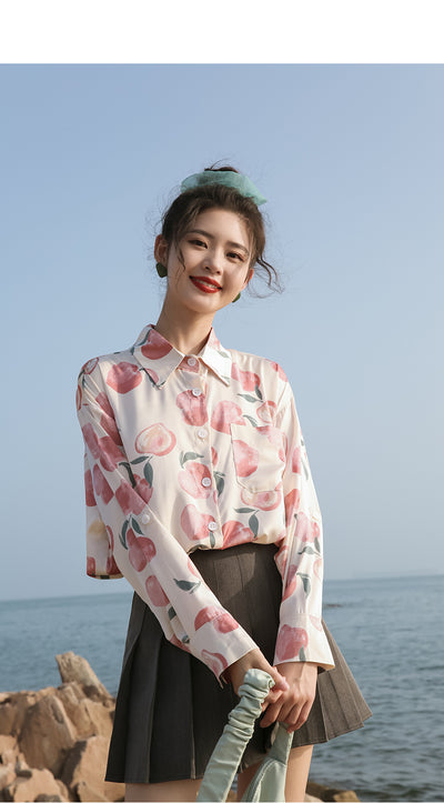 Blusa Retro Estilo Hong Kong con Flores - Manga Larga en Chifón - Image 17