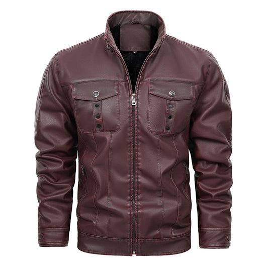 Chaqueta de Cuero PU para Hombre - Primavera y Otoño