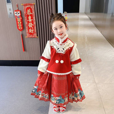 Conjunto de Falda Infantil Estilo Horse-Face para Invierno - Image 6