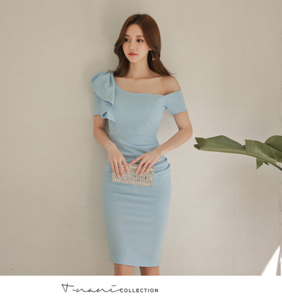 Vestido Hombros Descubiertos con Volantes en Cuello y Cadera - Image 21