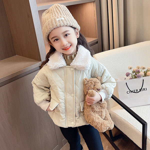 Chaqueta Casual de Invierno para Niñas con Cuello Polo Cálido