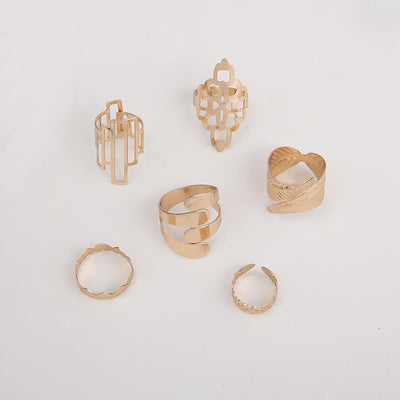 Set de 6 Anillos Articulados: Corona, Hoja y Formas Geométricas - Image 47