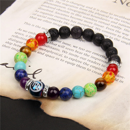 Pulsera de Pareja Constelaciones con los Siete Chakras para Meditación