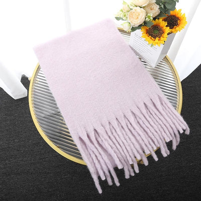 Chal de Trenza Gruesa con Borlas en Colores Sólidos - Image 31