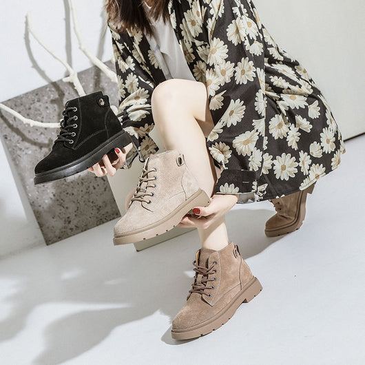 Botas Cortas de Cuero Gamuza con Suela Gruesa - Estilo Casual Trendy - Image 10