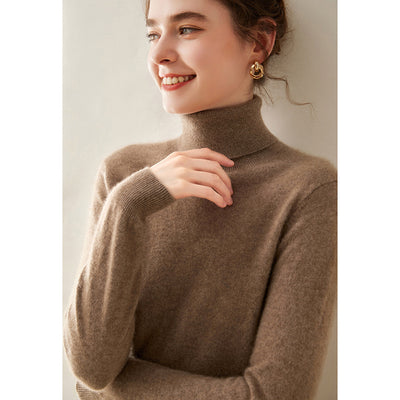 Suéter Cuello Alto de Cachemira Pura para Mujer - Image 17