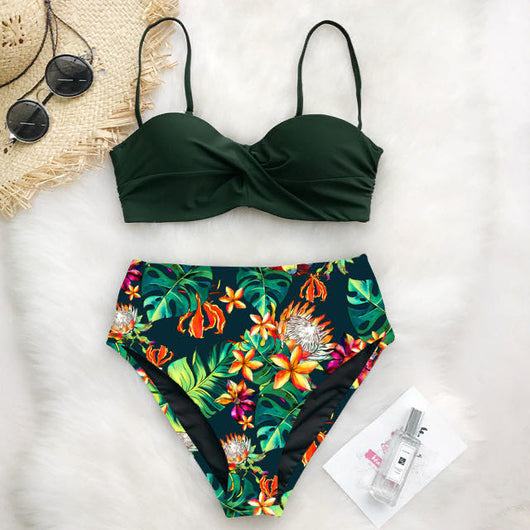 Bikini de Cintura Alta con Estampado Twist y Bolsa Integrada - Image 10