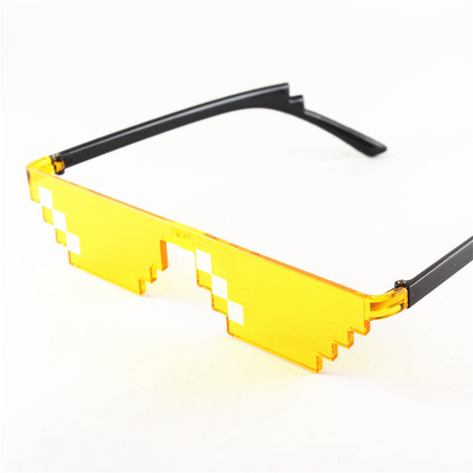 Red pixelated mosaic sunglasses with black arms and white pixel accents, ideal for anime cosplay or funny costumes. - Image 12