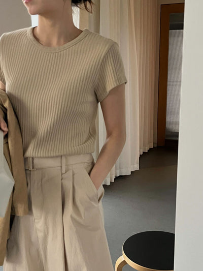 Blusa Básica de Verano para Mujer con Cuello Redondo y Textura - Image 10