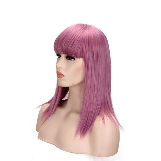 Peluca Anime Cosplay con Flequillo y Cabello Largo Liso