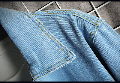 Abrigo Tipo Trench Denim Hombre Largo Casual Suelto - Image 16