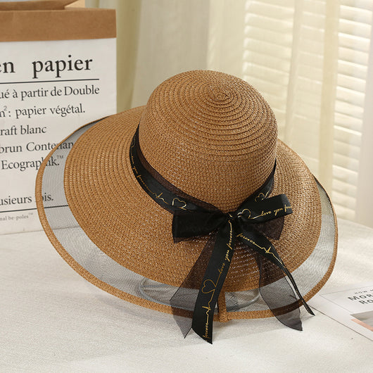 Sombrero de Paja Mesh con Cinta para Mujer Primavera Verano - Image 4