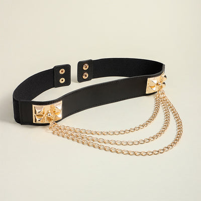Cinturón Elástico Ancho con Remaches Punk Gold para Mujer - Image 20