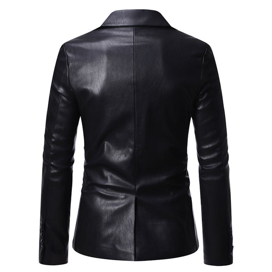 Blazer de Cuero PU con Un Botón para Hombre Tallas Grandes - Image 3