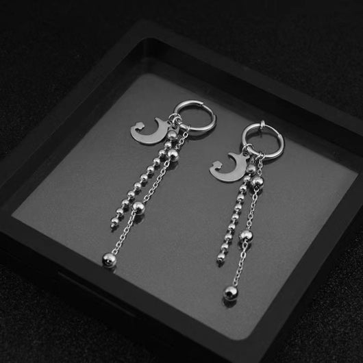 Cadena Cruz de Acero Inoxidable Personalizada para Hombre con Borla y Aros Largos
