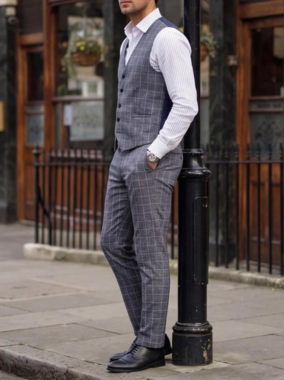 Chaleco y Pantalón de Vestir a Cuadros para Hombre - Conjunto Ejecutivo de 2 Piezas - Image 9