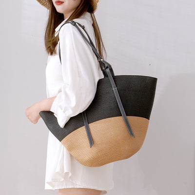 Bolso Tejido de Gran Capacidad con Diseño Artesanal en Paja