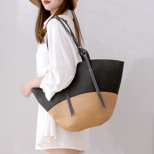 Bolso Tejido de Gran Capacidad con Diseño Artesanal en Paja