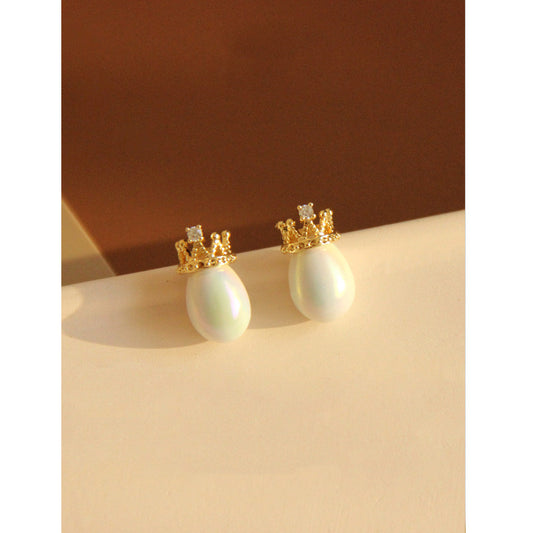 Aretes de Plata Cerámica Diseño Corona - Image 2