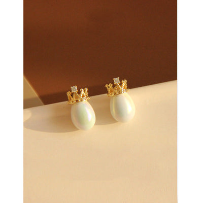 Aretes de Plata Cerámica Diseño Corona - Image 2