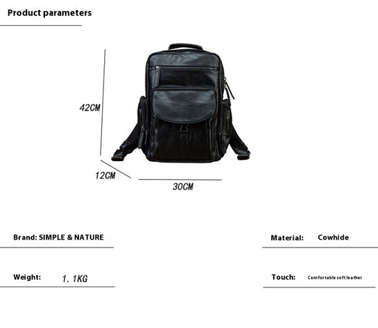 Mochila de Cuero Genuino para Hombre - Gran Capacidad, Diseño Moderno - Image 9