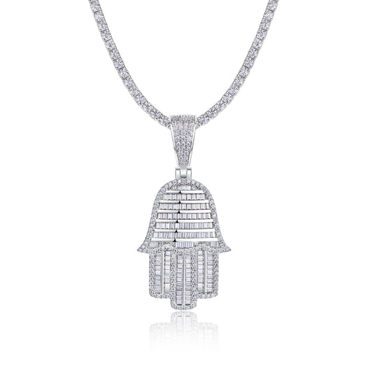 Collar de Plata 925 con Moissanita - Joya de Lujo Minimalista Chapada en Platino