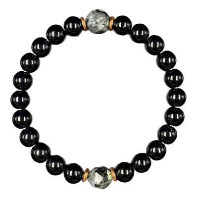 Pulsera Elástica Obsidiana Retro Tejida a Mano para Hombre - Image 5