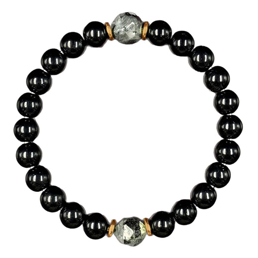 Pulsera Elástica Obsidiana Retro Tejida a Mano para Hombre - Image 5