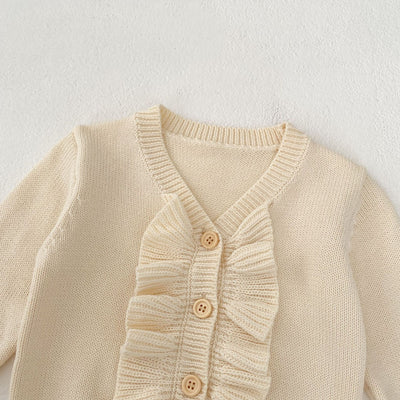 Abrigo Tejido para Niña con Cuello en V y Volantes - Primavera - Image 19