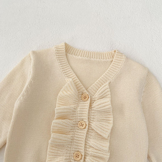 Abrigo Tejido para Niña con Cuello en V y Volantes - Primavera - Image 19
