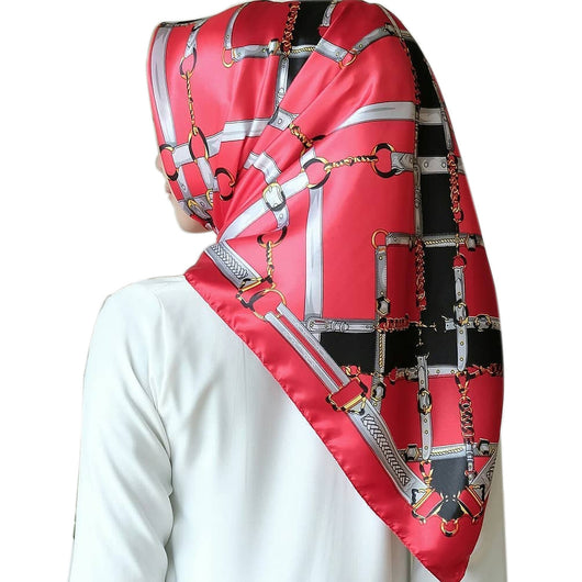 Pañuelo Cuadrado Grande de Seda Simulada - Accesorio Versátil para Mujer - Image 54