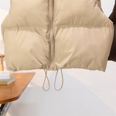 Chaleco Acolchado de Plumón para Mujer con Cuello Alto Grueso y Cálido - Image 14