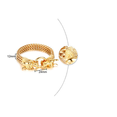 Pulsera de Acero Titanio con Cabeza de Dragón Dorado para Hombre - Image 11