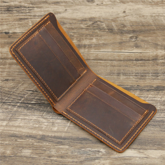Billetera de Cuero Crazy Horse Estilo Retro Europeo Americano para Hombre
