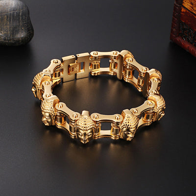 Pulsera Cadena de Bicicleta Titanio Dorado Buda para Hombre - Image 2