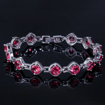 Pulsera de Oro Blanco con Circonita Cúbica y Cadena de Cristales Brillantes - Image 9