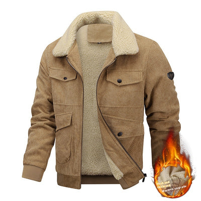 Chaqueta de Polar con Solapa Acolchada para Hombre - Abrigo Grueso y Cálido