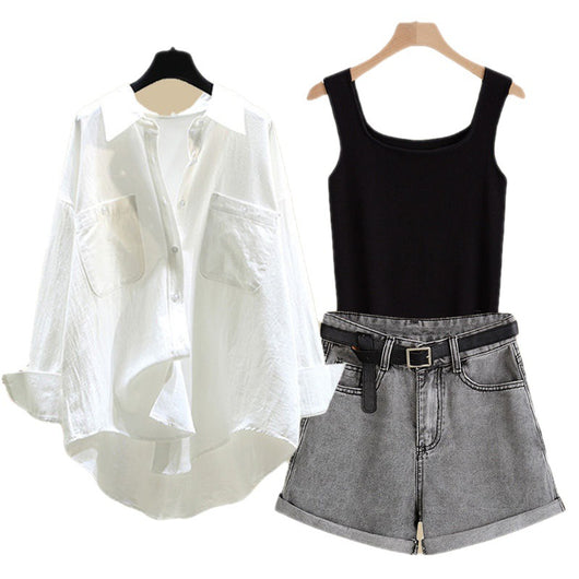 Conjunto de 3 Piezas: Chaleco Estilo Callejero con Shorts de Temperamento - Image 2
