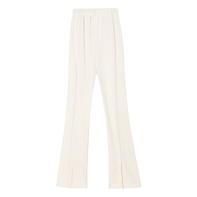 Pantalones Anchos de Terciopelo Suave con Cintura Dividida para Mujer - Image 3