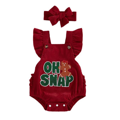 Enterizo Navideño para Bebé Niña con Pliegues y Bordado en Terciopelo - Image 2