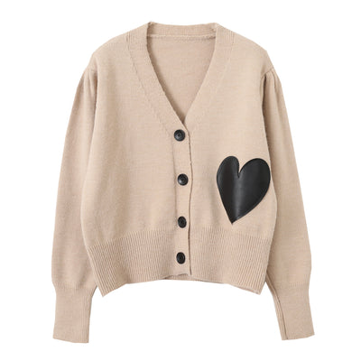 Cardigan Tejido Cuello V con Detalles en Contraste y Etiqueta Love - Image 7