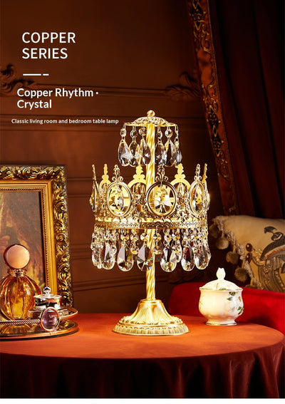 Lámpara de Mesa Vintage Mesita de Noche Latón y Cristal Estilo Rústico - Image 10