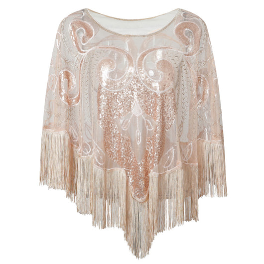 Blusa Capa Suelta con Flecos y Lentejuelas - Malla Transparente - Image 4