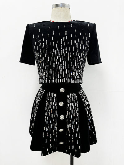 Vestido Midi de Terciopelo con Cuentas - Conjunto Elegante - Image 16