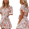 Vestido Bohemio Corto Escote V Estampado Sexy para Mujer